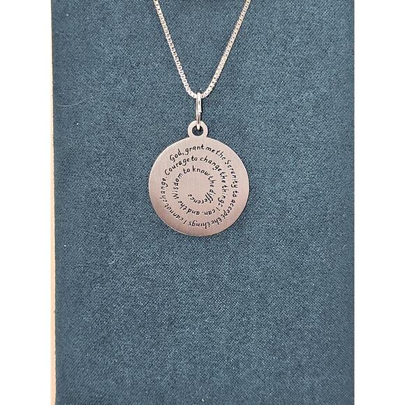 Stainless Steel Serenity Prayer Necklace Choice of Chain Recovery 12 Step - Picture 7 of 7